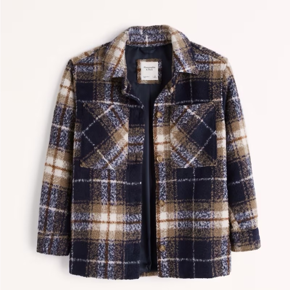 Classic Cozy Shirt Jacket Size L in Navy